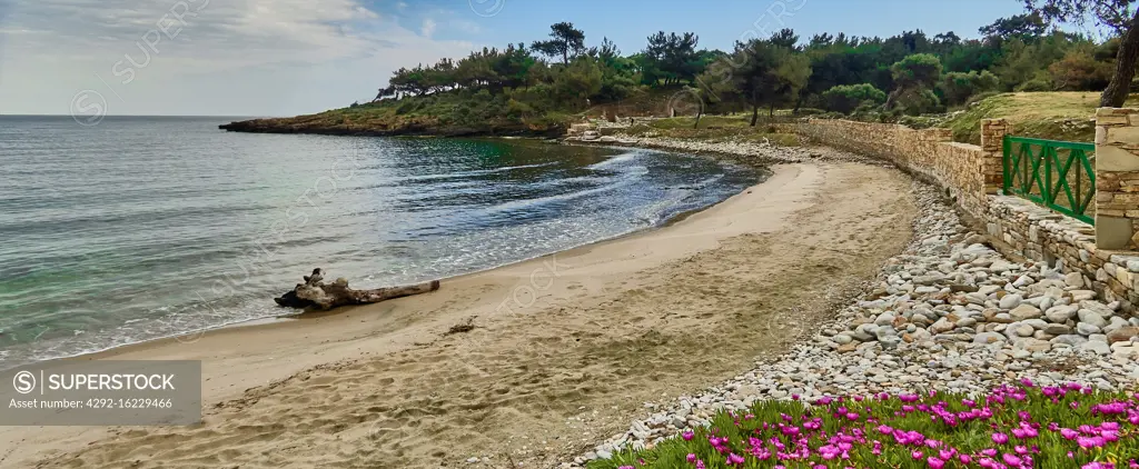 Thassos Island, , Greece, Europe, Alykes Peninsula the Aliki beach in Thassos island