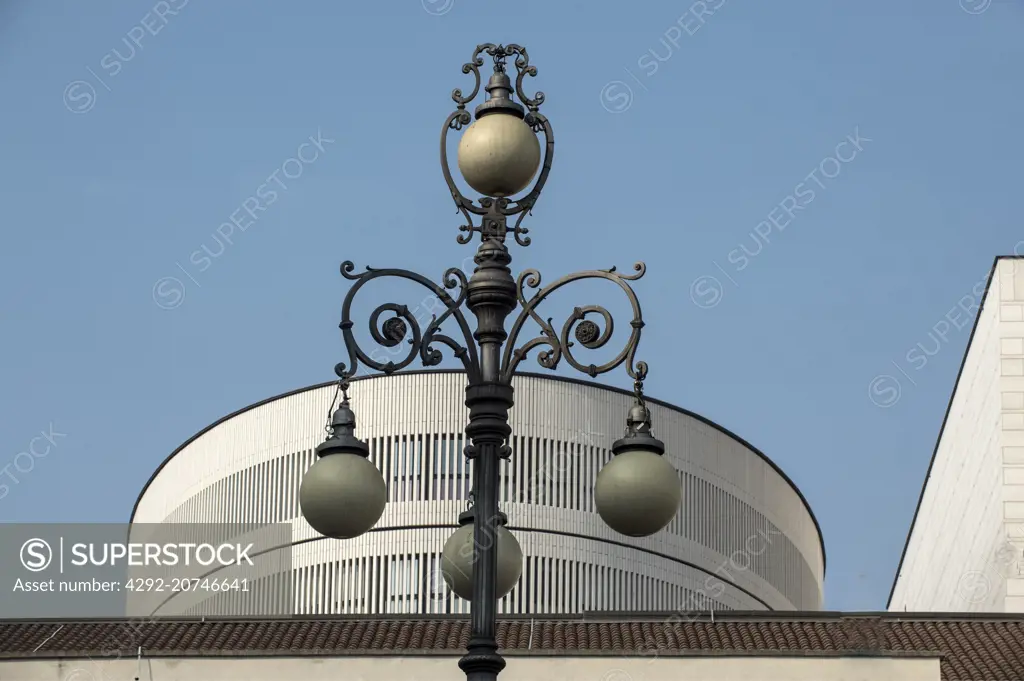 Italy, Lombardy, Milan, Piazza della Scala, detail of Scala Opera House