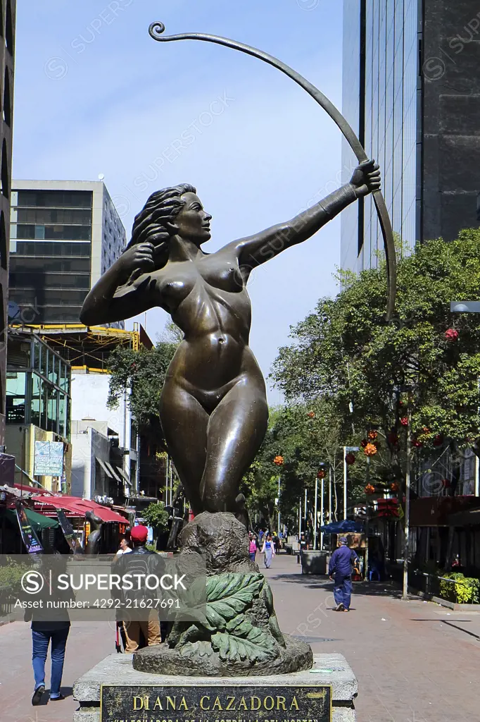 America, Mexico, Mexico City, Genova street, Juan Olaguibel sculptor, Diana Huntress statue