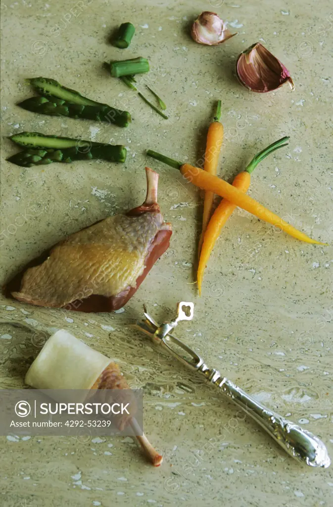 Ingredients too cook pigeon, Tuscany, Italy