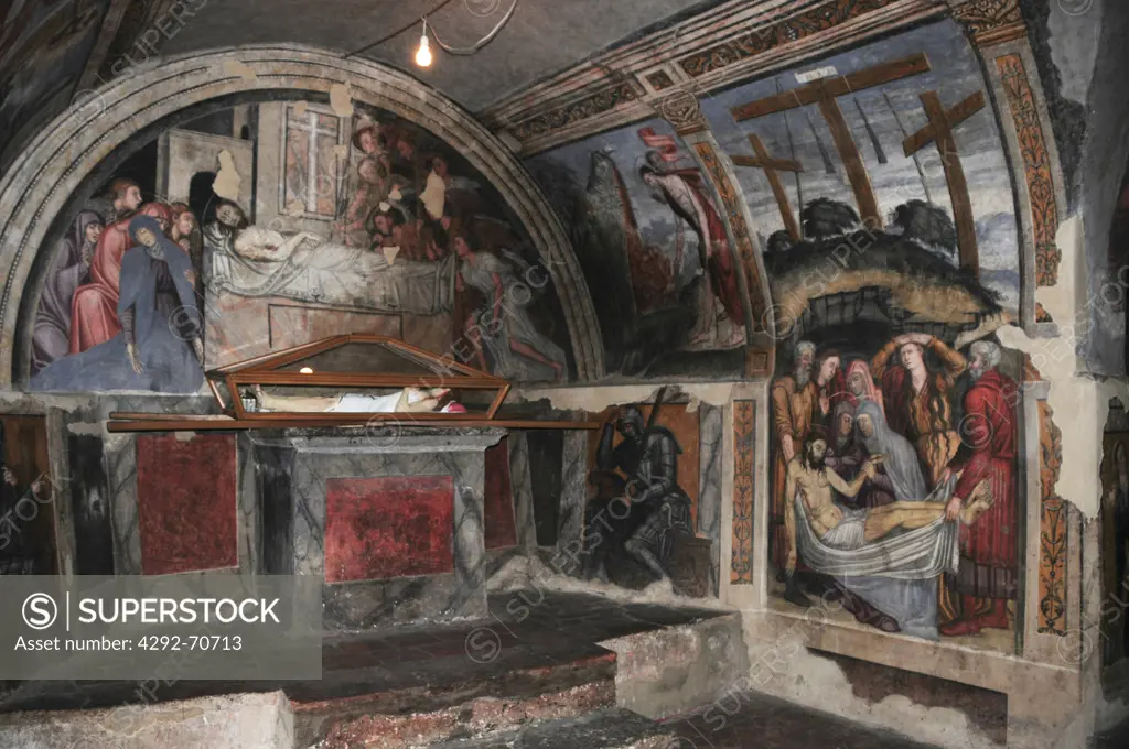 Italy, Sicily, Castelbuono, Matrice Vecchia church, crypt, frescos