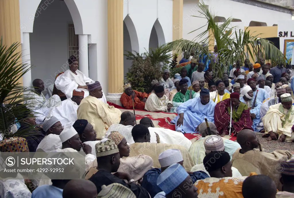 Africa, Cameroon, Ngaoundere, King Mohamadou Hayatou Issa at audience in the Royal palace