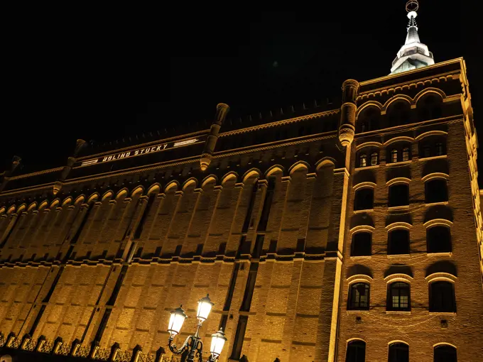 Italy, Veneto, Venice, Molino Stucky, Hilton Hotel by night on the Giudecca