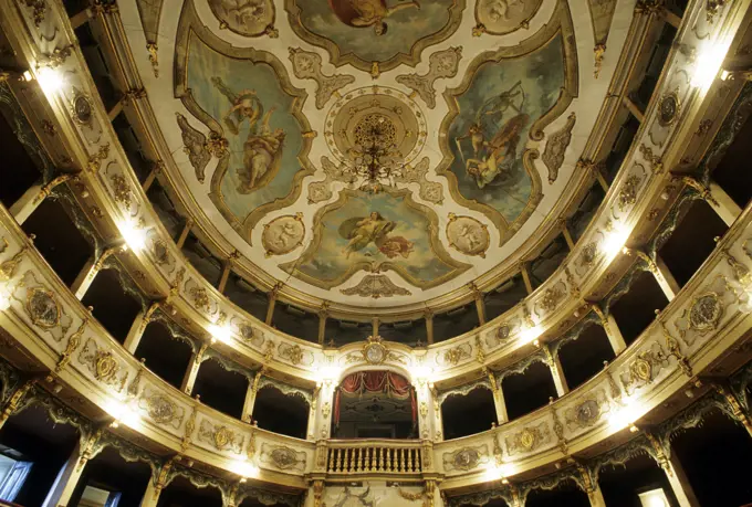 Italy, Emilia Romagna, Busseto, the interior of the Verdi theatre