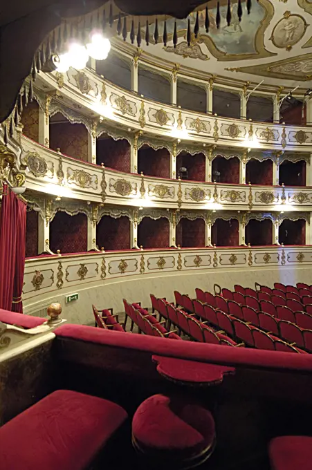 Italy, Emilia Romagna, Busseto, the interior of the Verdi theater