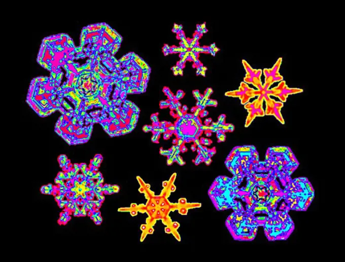 Colorized snowflake photo by Wilson Bentley circa 1902