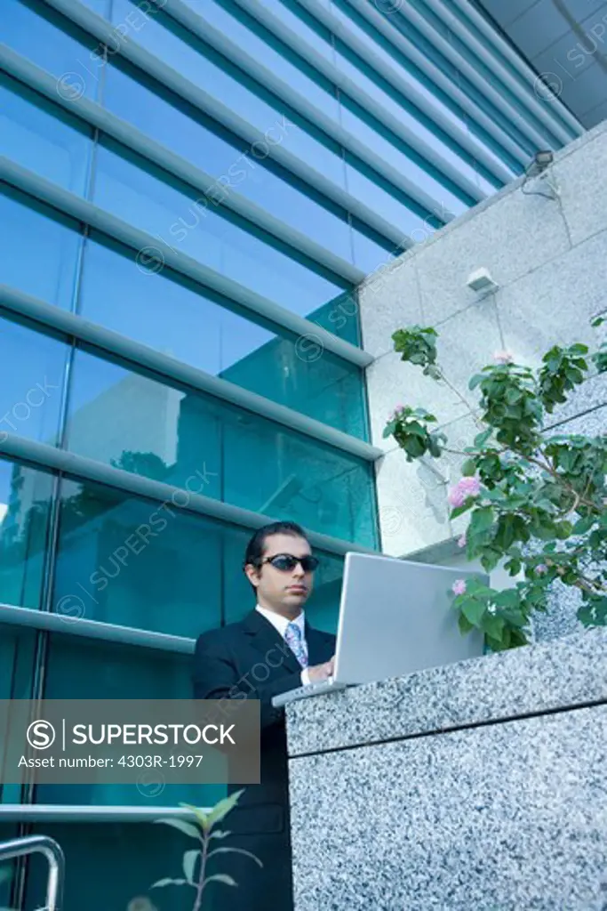 Businessman using laptop