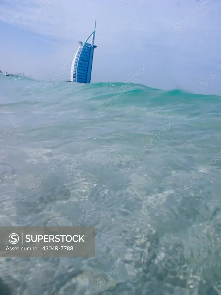 Burj Al Arab Hotel amidst sea - Dubai, UAE