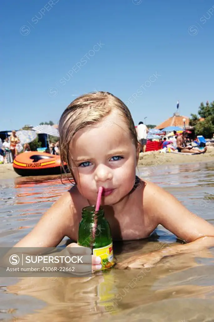 Portrait of a girl in the water, Croatia.