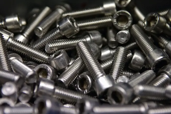 Close-up of large number of screws