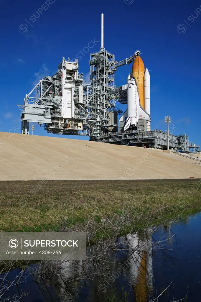 CAPE CANAVERAL, Fla. -Space shuttle Endeavour sits on Launch Pad 39A at NASA's Kennedy Space Center in Florida. Launch of the STS-130 mission to the International Space Station was  planned at 4:14 a.m. EST. This was the second launch attempt for space shuttle Endeavour's STS-130 crew and the final scheduled space shuttle night launch. The first attempt on Feb. 7 was scrubbed due to unfavorable weather.