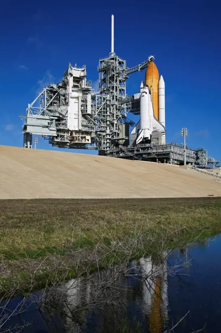 CAPE CANAVERAL, Fla. -Space shuttle Endeavour sits on Launch Pad 39A at NASA's Kennedy Space Center in Florida. Launch of the STS-130 mission to the International Space Station was  planned at 4:14 a.m. EST. This was the second launch attempt for space shuttle Endeavour's STS-130 crew and the final scheduled space shuttle night launch. The first attempt on Feb. 7 was scrubbed due to unfavorable weather.