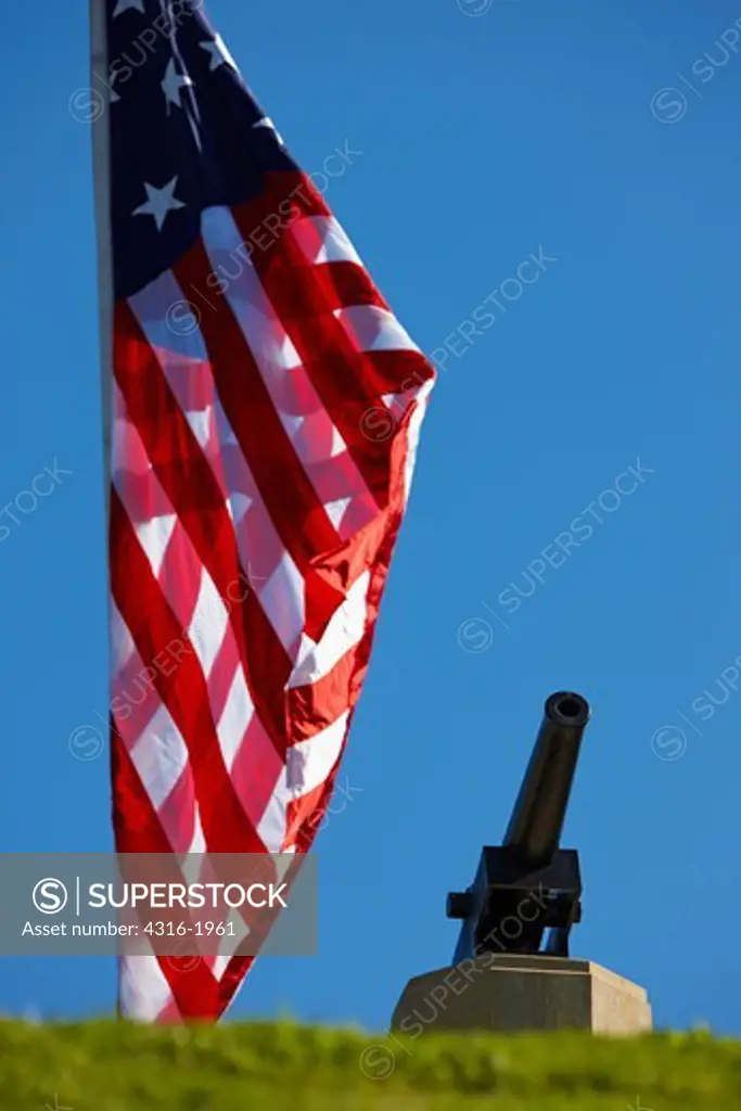 American Flag and Cannon