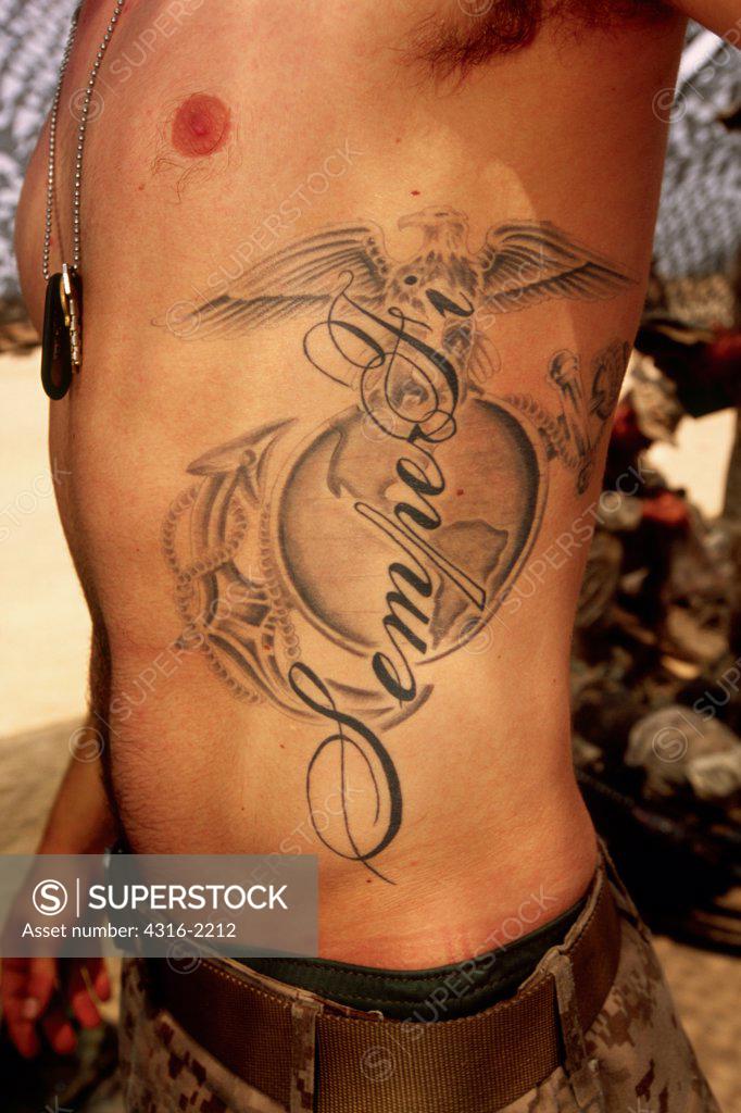 semper fidelis back tattoo