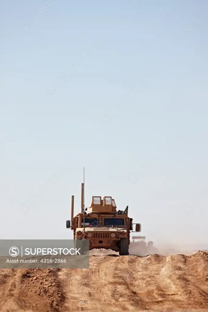 U.S. Marine Corps HMMWV, or Humvee, at a combat outpost, southern Afghanistan's Helmand Province.