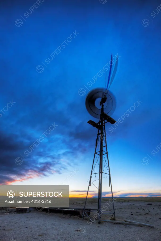 A high dynamic range, or HDR, image of an Aeromotor wind powered water pump, or windmill, in the Pawnee National Grasslands, Colorado.