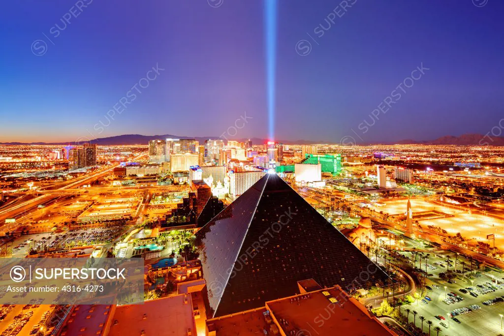 Night View of Hotel and Casino, Las Vegas, Nevada, High Dynamic Range Image