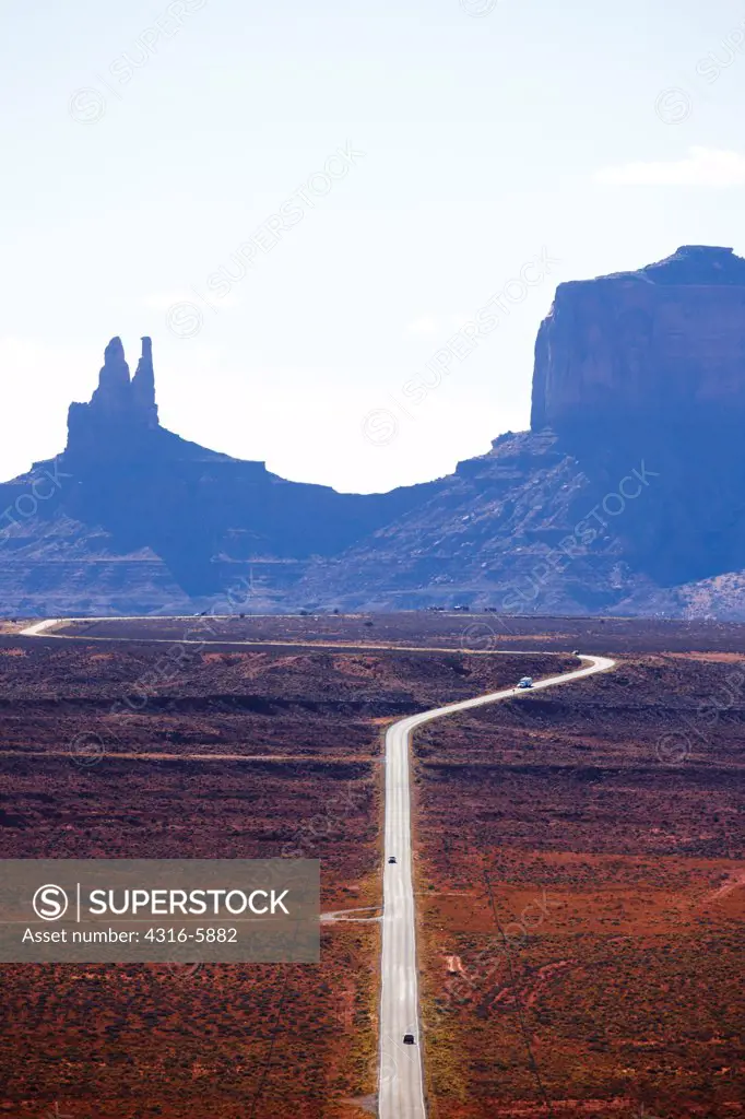 USA, Arizona, Route163 Scenic Highway with Monument Valley in distance