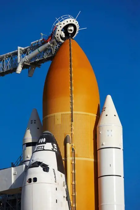 Space Shuttle Endeavour on launch pad 39A ready to launch on STS-130 at NASA Kennedy Space Center, Merritt Island, Florida, USA