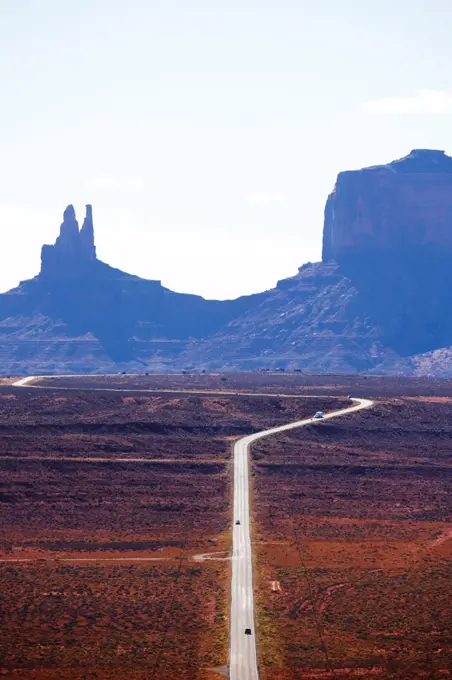 USA, Arizona, Route163 Scenic Highway with Monument Valley in distance