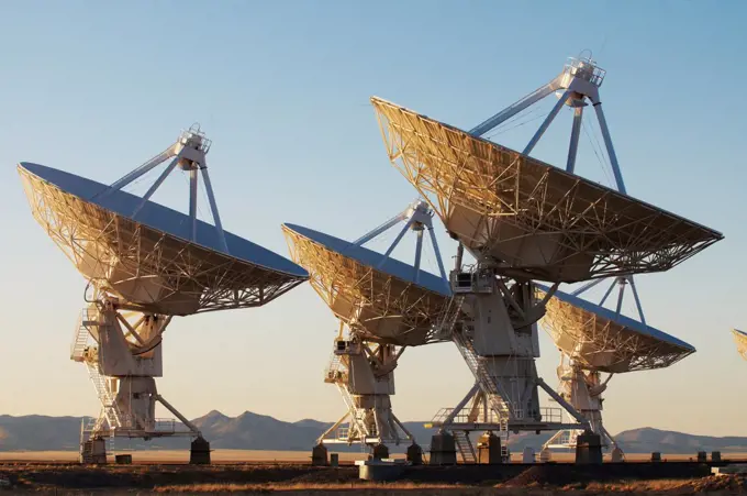 Radio telescopes in a field, Very Large Array, National Radio Astronomy Observatory, Socorro, New Mexico, USA