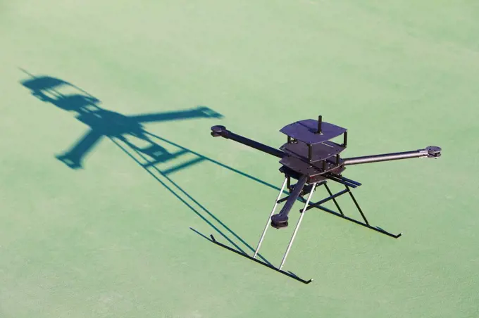 Body of prototype of experimental unmanned aerial vehicle (UAV), composed of carbon fiber parts precision milled by computer numerical controlled (CNC) milling machine