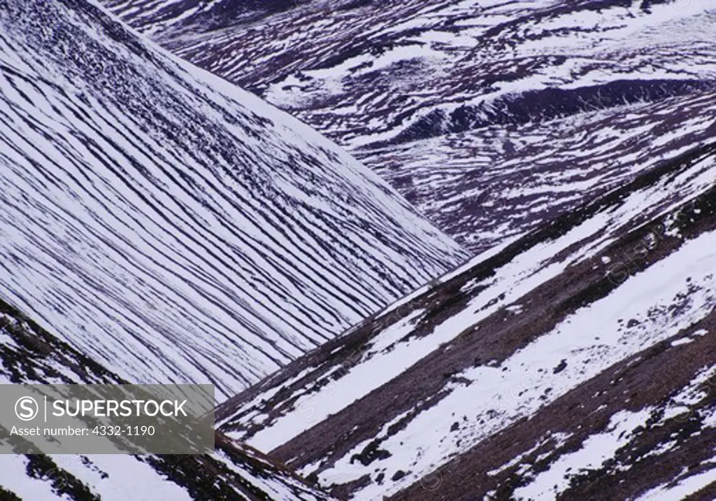 Pattern of snowmelt in the Volcanic Hills, Lake Clark National Park, Alaska.