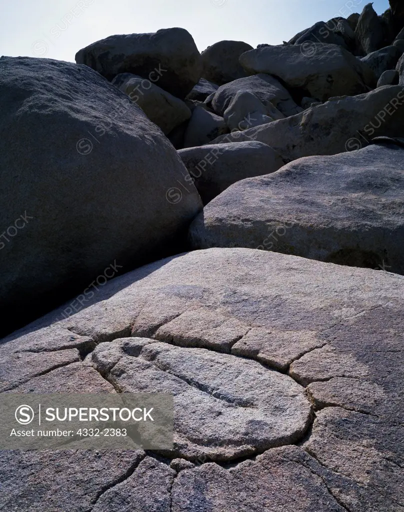 Yoni rock, natural crack in granite then carved and enhanced by the Kumeyaay Indians to become a vulva symbol and fertility shrine, Anze-Borrego Desert State Park, California.  PG