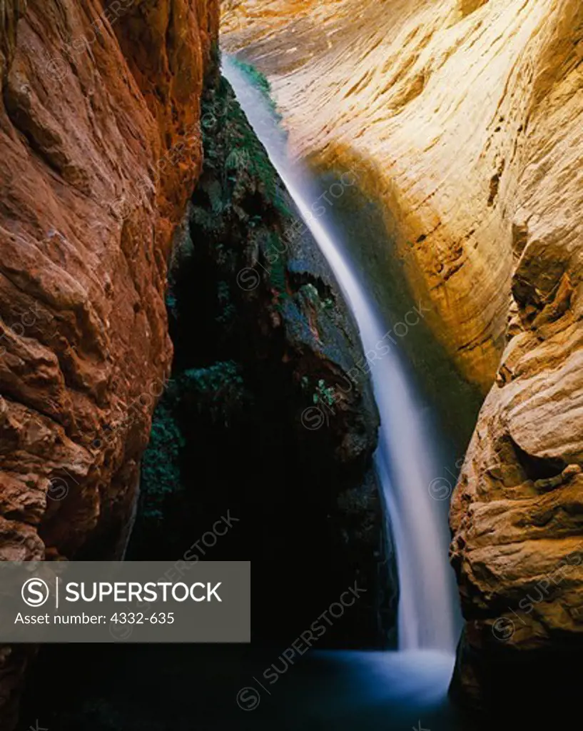 Waterfall in the narrows of Stone Canyon, Grand Canyon National Park, Arizona.