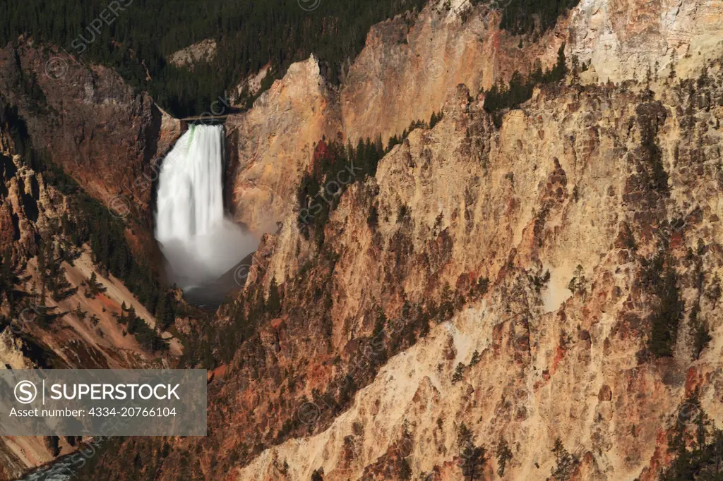 Lower Yellowstone Falls in the Grand Canyon of the Yellowstone In Yellowstone National Park in Wyoming