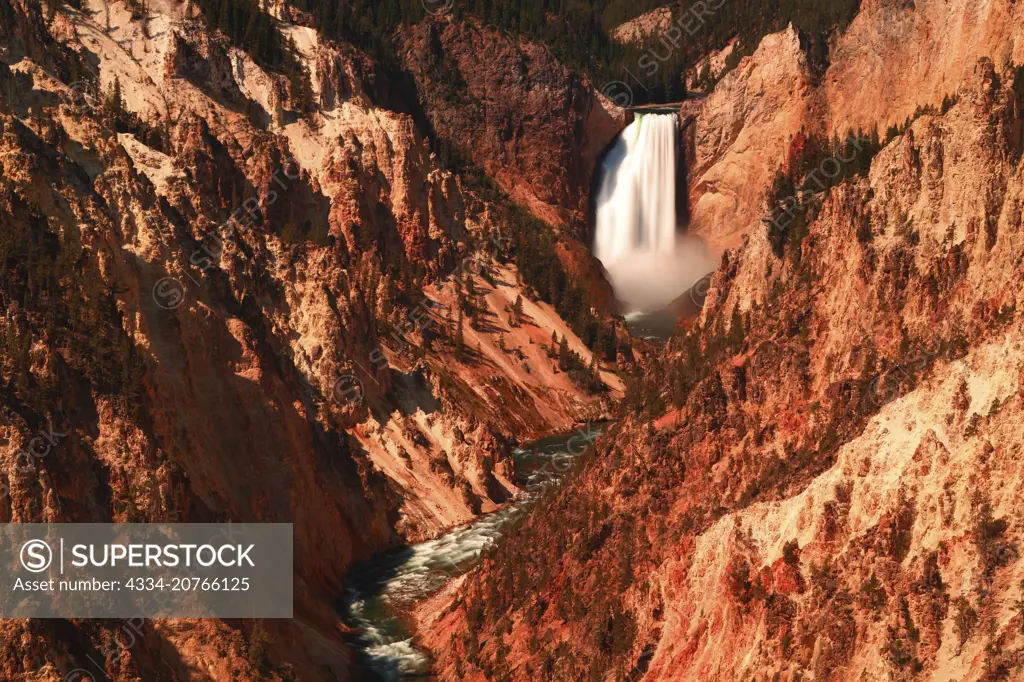 Lower Yellowstone Falls in the Grand Canyon of the Yellowstone In Yellowstone National Park in Wyoming