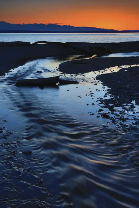 Sunset From Meadowdale Beach With Lund Creek in Meadowdale Beach County Park Edmonds WA