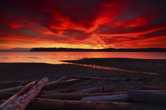 Sunset Over Puget Sound From a Secret Beach in Mukilteo Washington