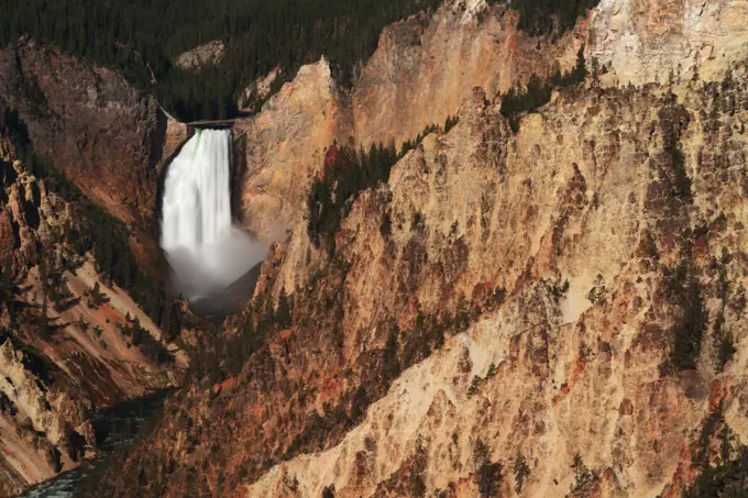 Lower Yellowstone Falls in the Grand Canyon of the Yellowstone In Yellowstone National Park in Wyoming