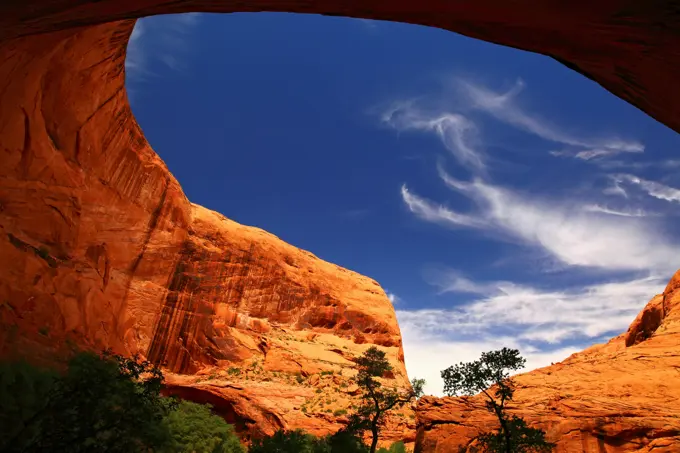 Two canyon walls in a bend in the canyon of Coyote Gulch, Grand Staircase-Escalante National Monument, Utah.