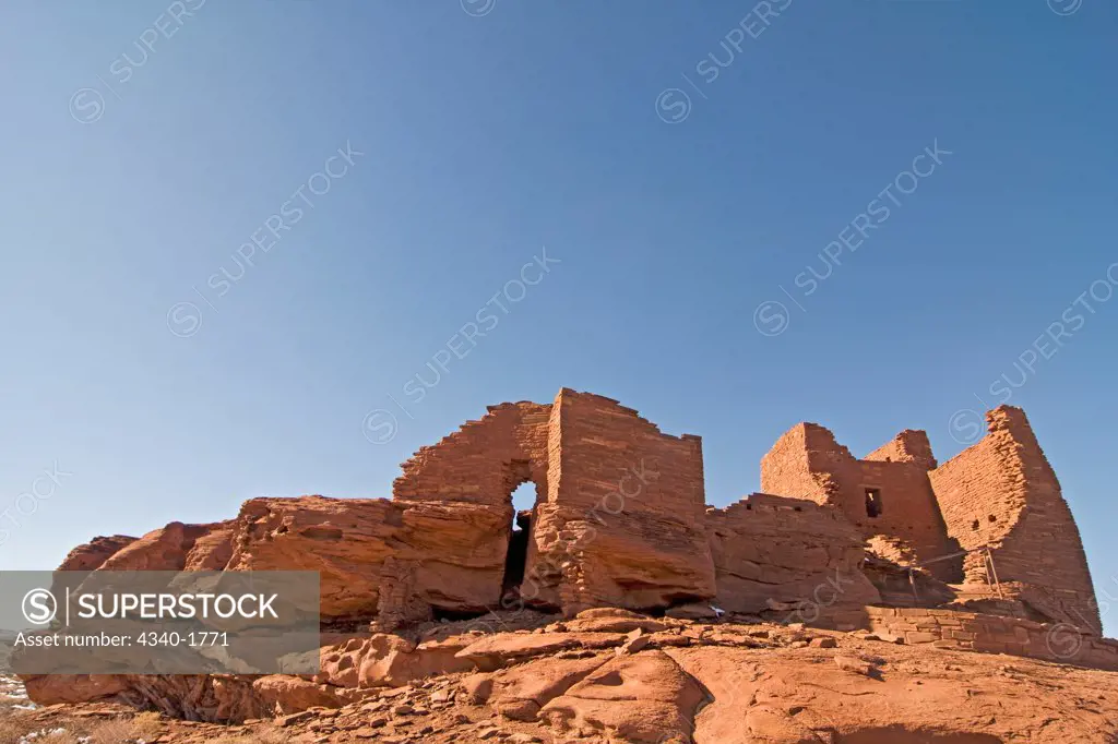 A Native American, possibly Hopi, structure along the Grand Canyon's South Rim in wintertime, Grand Canyon National Park, Arizona.