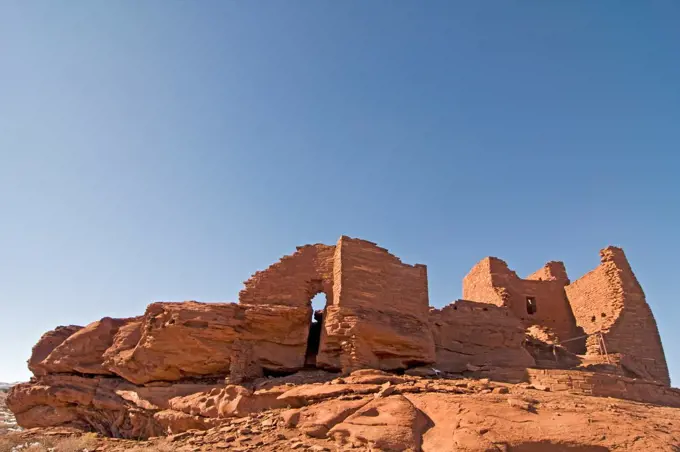 A Native American, possibly Hopi, structure along the Grand Canyon's South Rim in wintertime, Grand Canyon National Park, Arizona.