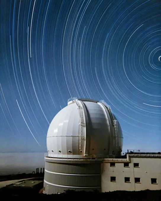 Star Trails Over Observatory