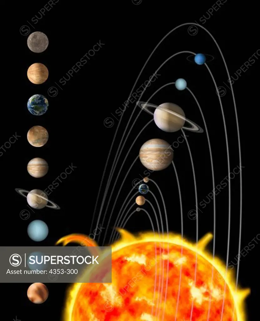 Digital Illustration of the Sun and Nine Planets of Our Solar System