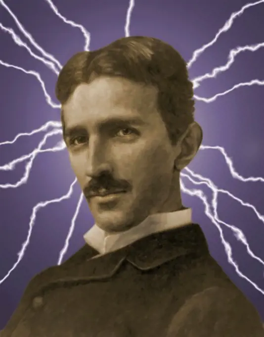 Photo Illustration of Nikola Tesla and Electricity