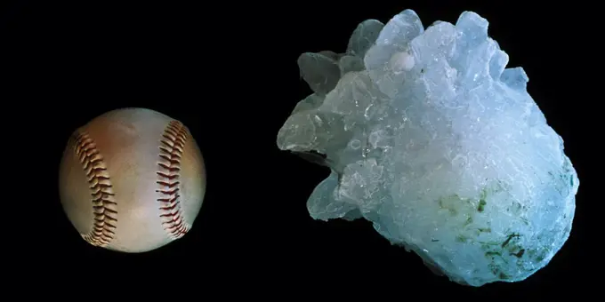 A Hailstone Twice the Size of a Baseball