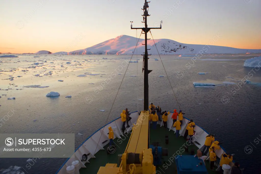 An Expedition Ship Cruises the Lemaire Channel