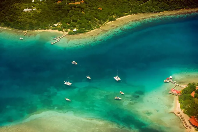 Aerial View of a Coral Reef in Tortola