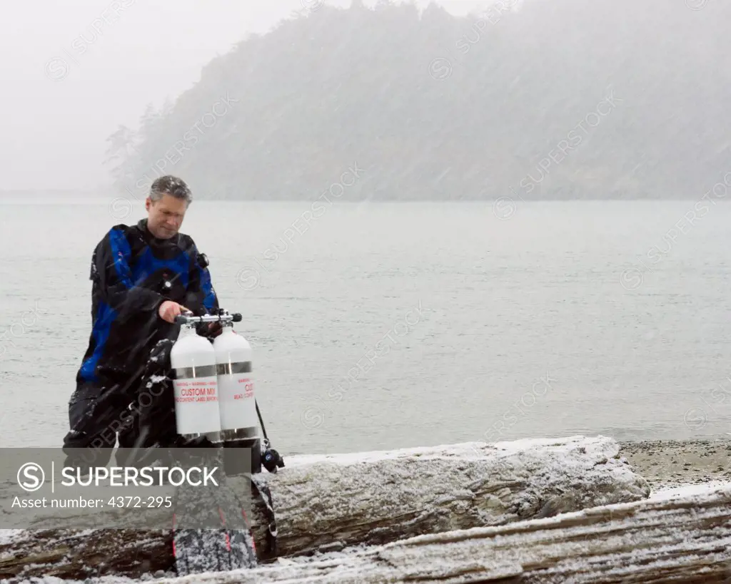 Scuba Diver Braves the Elements