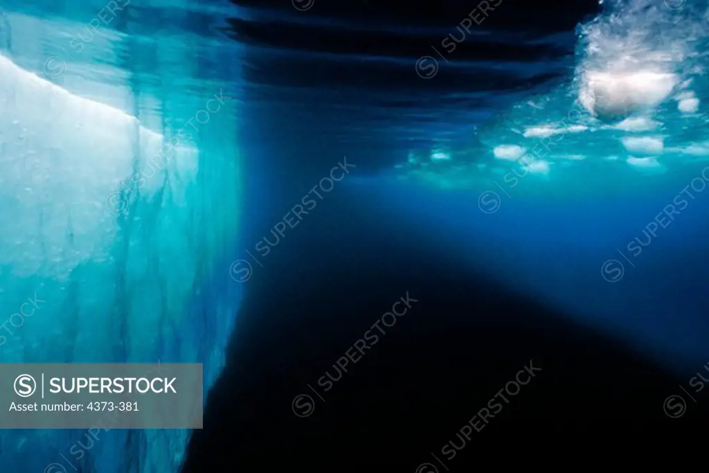 Underwater View of Ice Floes Splitting Apart