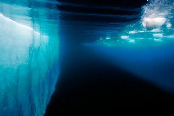 Underwater View of Ice Floes Splitting Apart