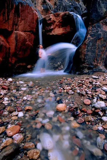 Showering at Bottom of the Grand Canyon