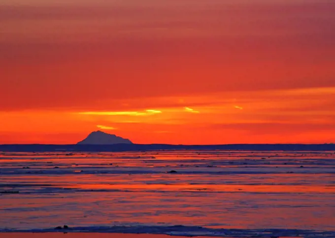 Redoubt Volcano At Sunset