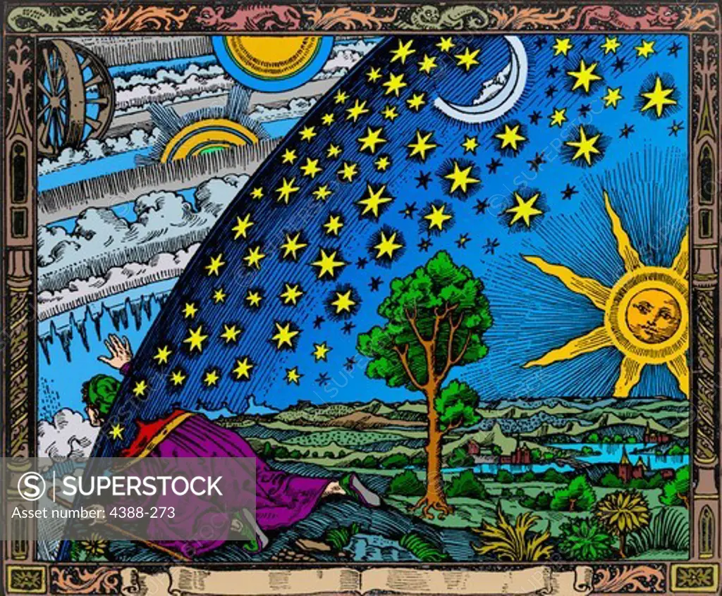 Flammarion Woodcut of the Discovery of the Heavenly Spheres
