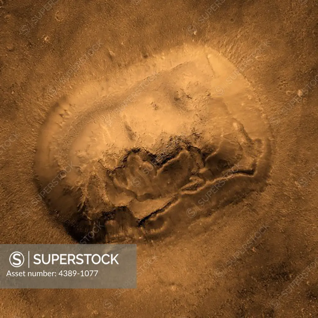 Mesa of the 'Face on Mars' Seen by Mars Global Surveyor